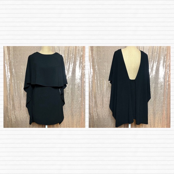 🏷SOLD LULU’S Black Mini Cape Dress Best Yet Come - Picture 3 of 9